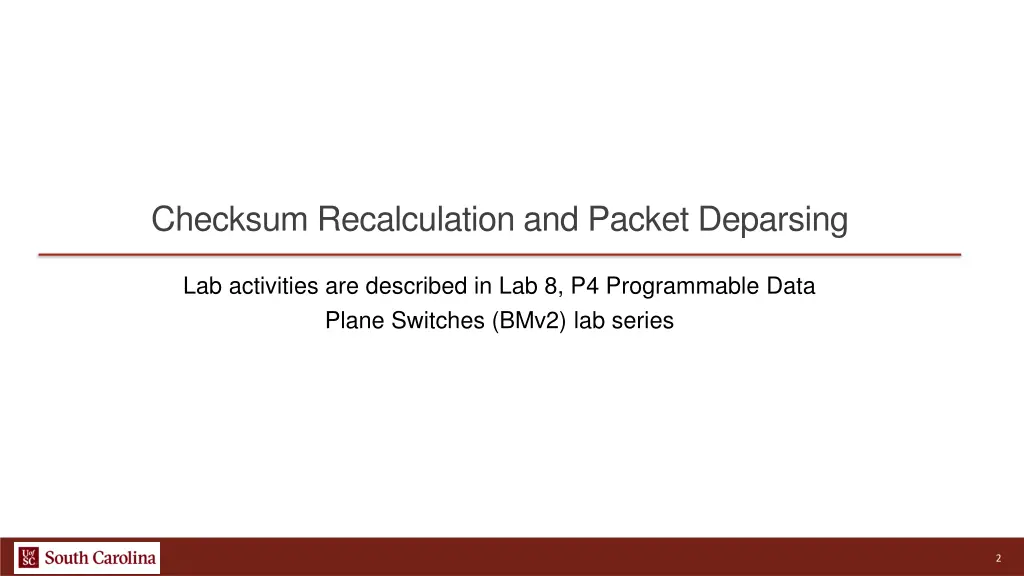 checksum recalculation and packet deparsing