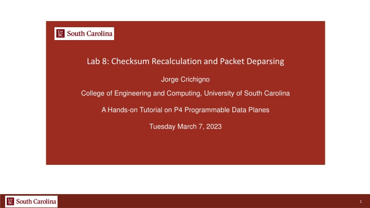 lab 8 checksum recalculation and packet deparsing