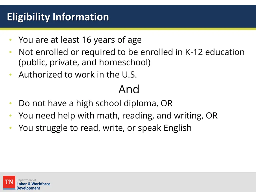 eligibility information