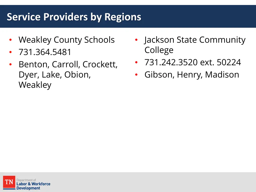 service providers by regions 5