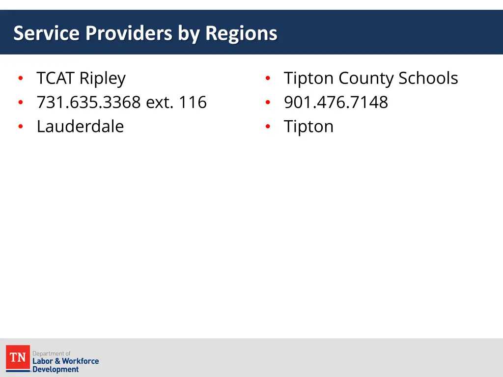 service providers by regions 6