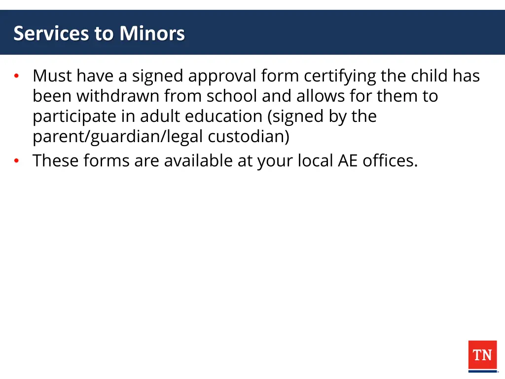 services to minors