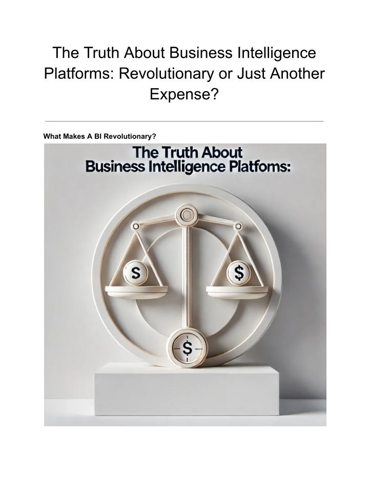 the truth about business intelligence platforms