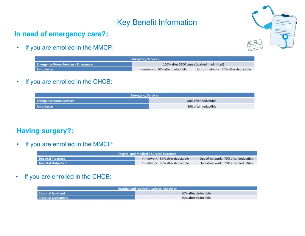 key benefit information