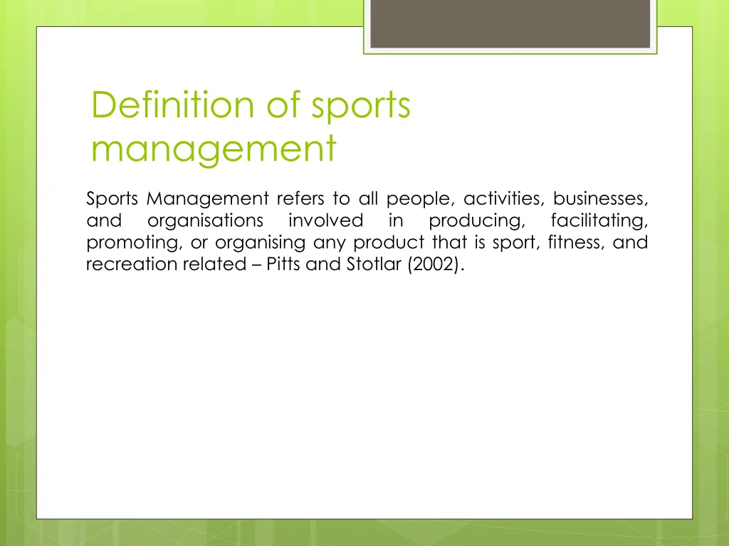 definition of sports management 1