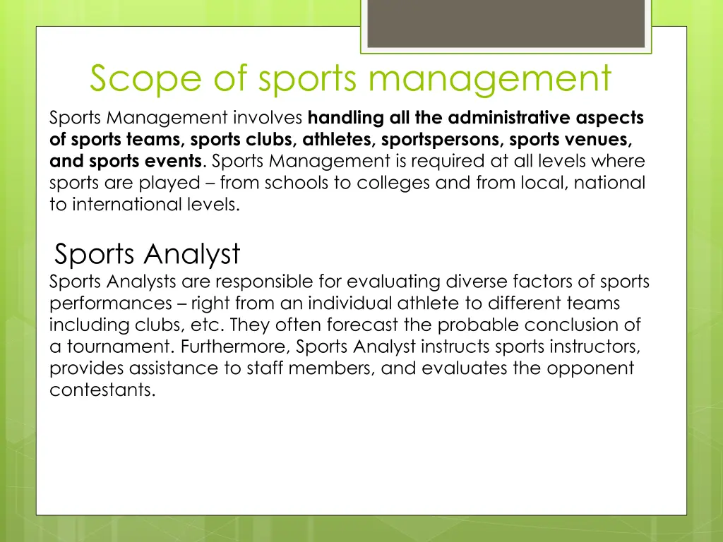 scope of sports management sports management