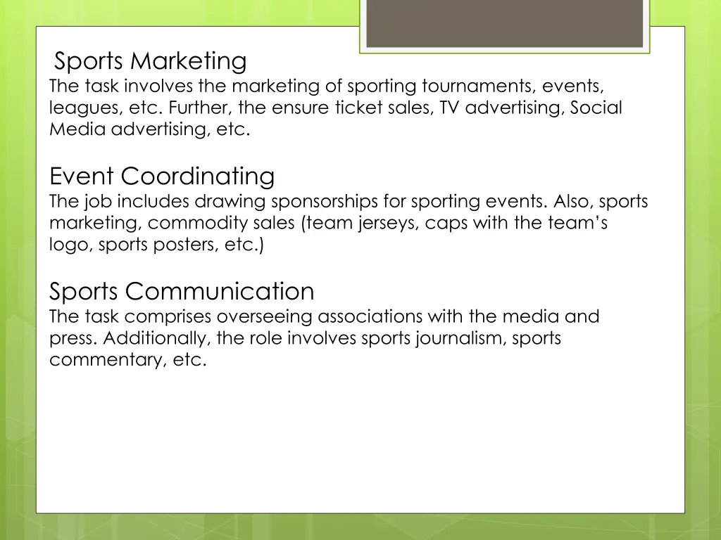 sports marketing the task involves the marketing