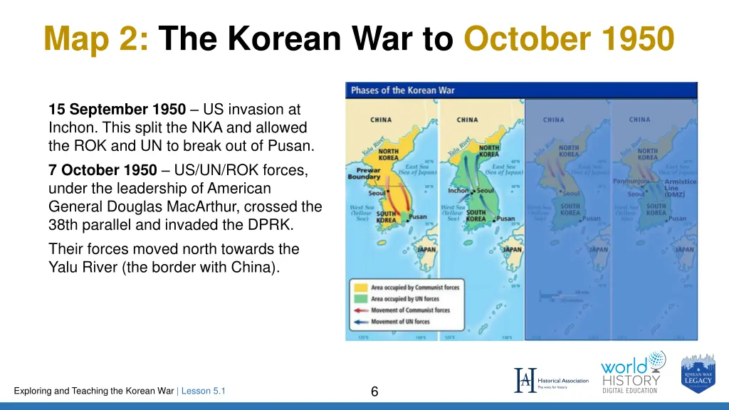 map 2 the korean war to october 1950