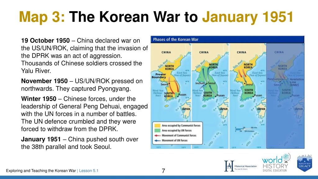 map 3 the korean war to january 1951