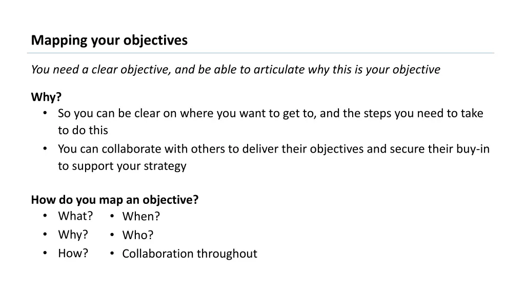 mapping your objectives