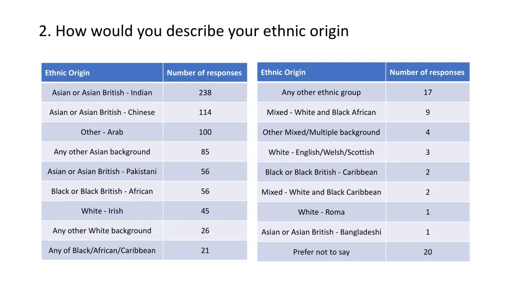 2 how would you describe your ethnic origin