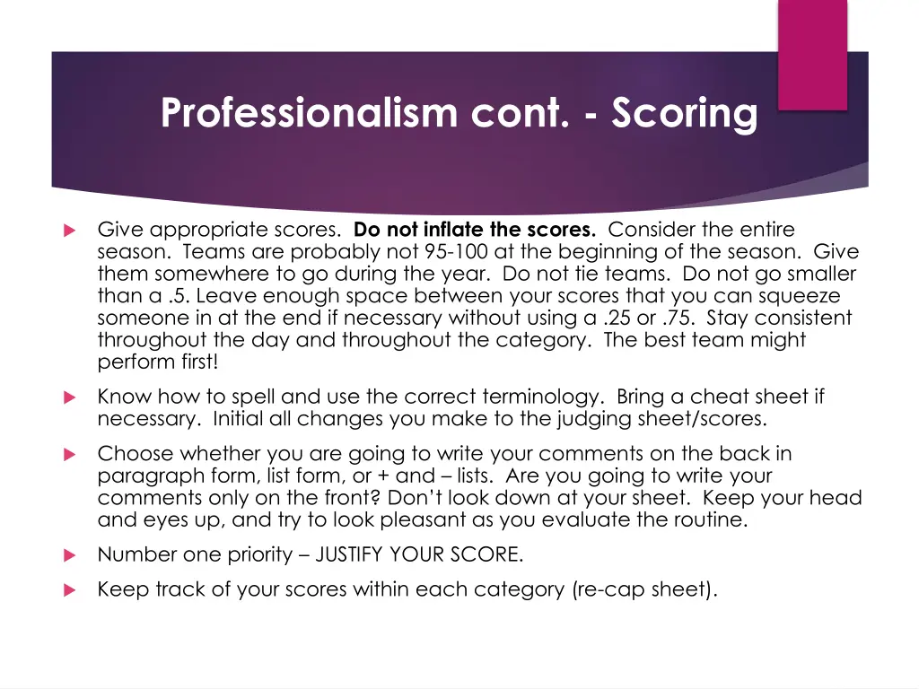 professionalism cont scoring