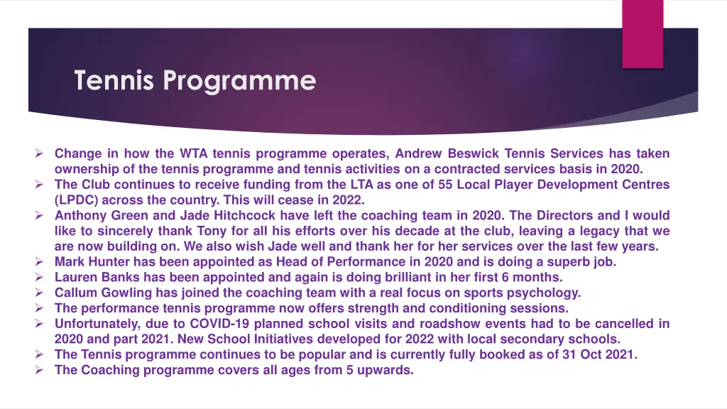 tennis programme