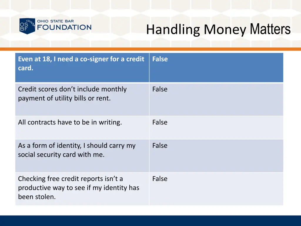 handling money matters 48