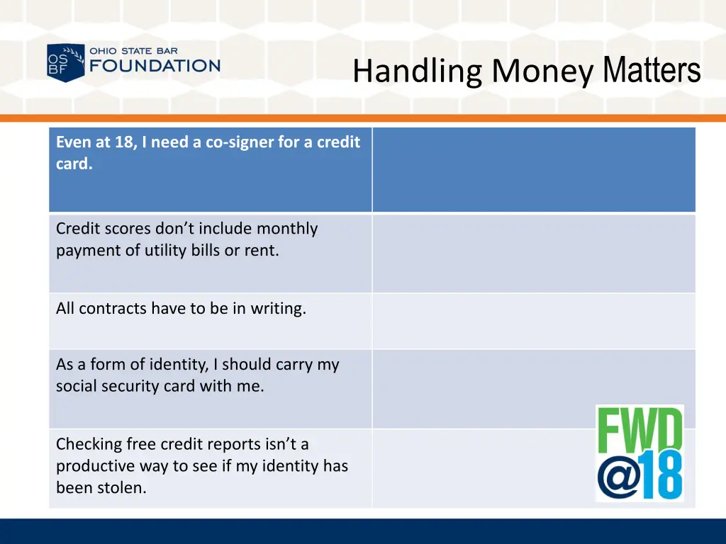 handling money matters