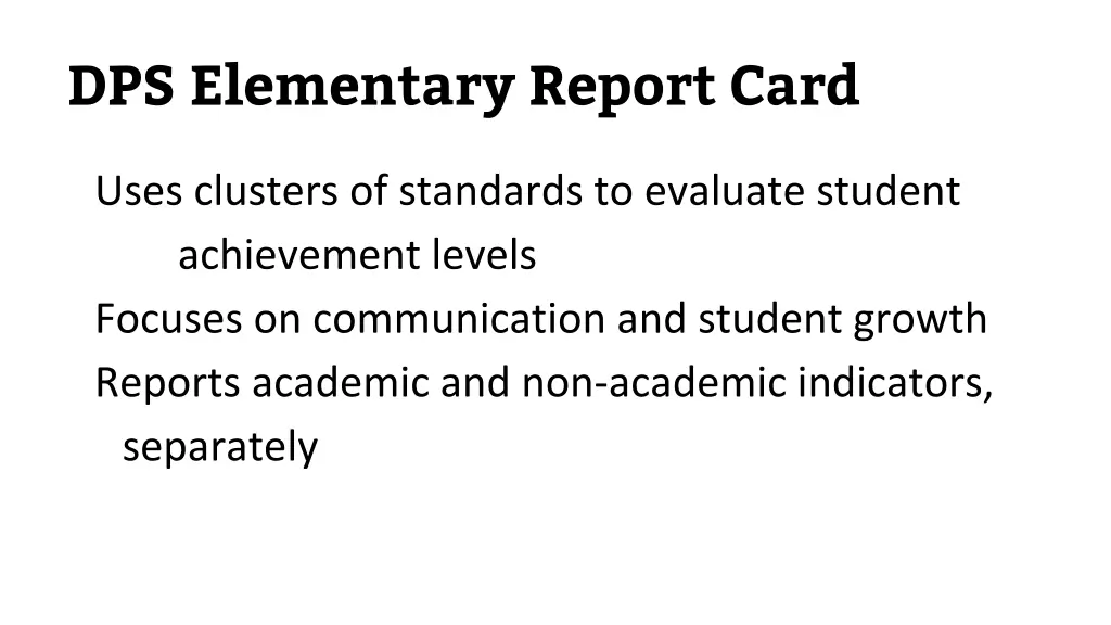 dps elementary report card