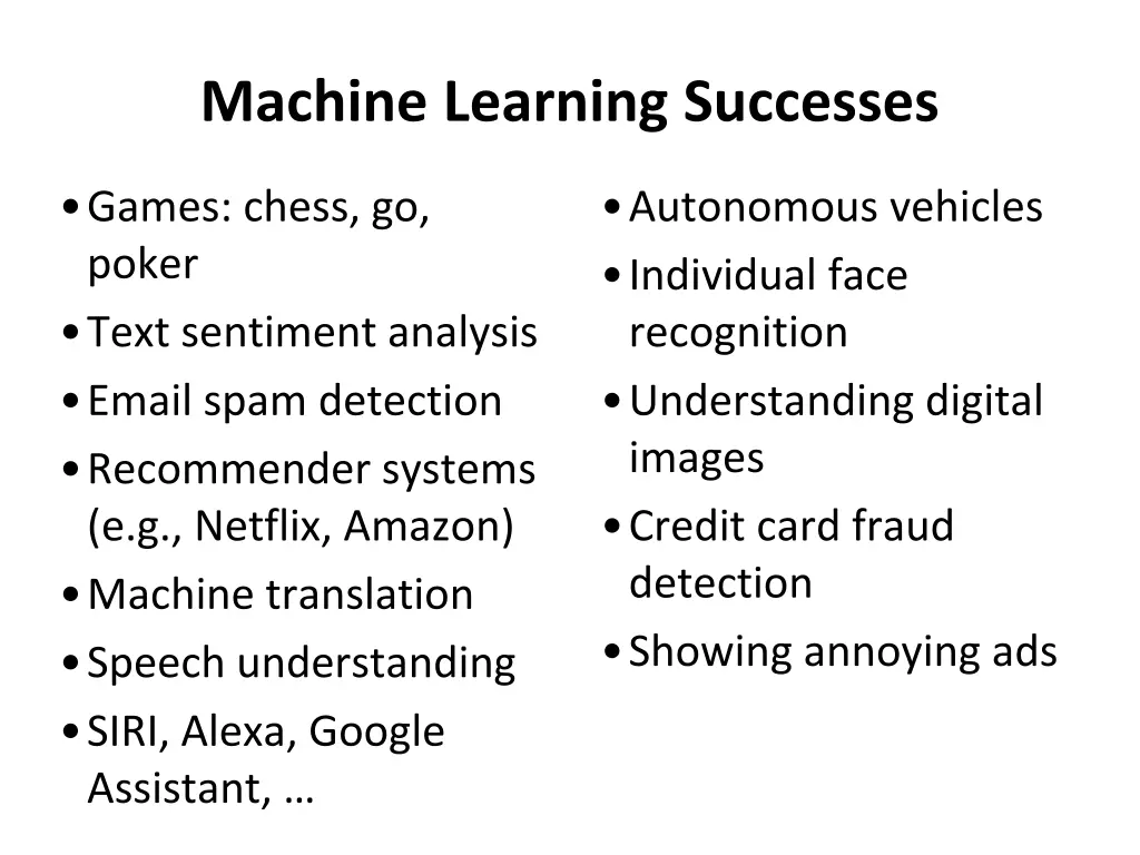 machine learning successes