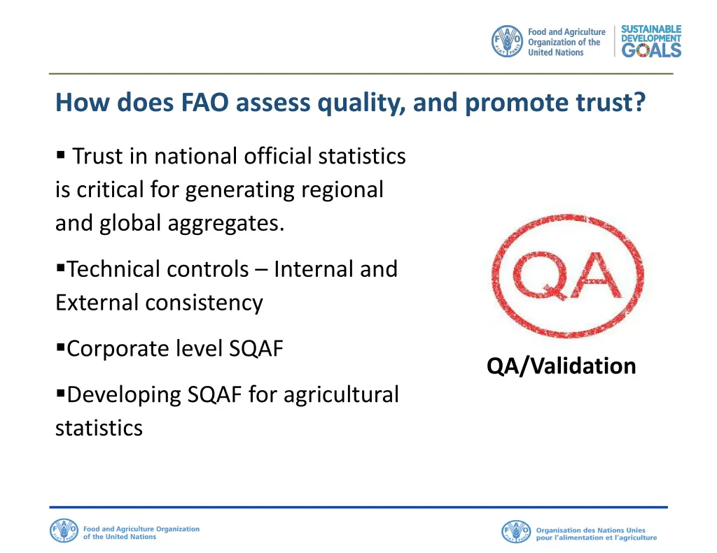 how does fao assess quality and promote trust