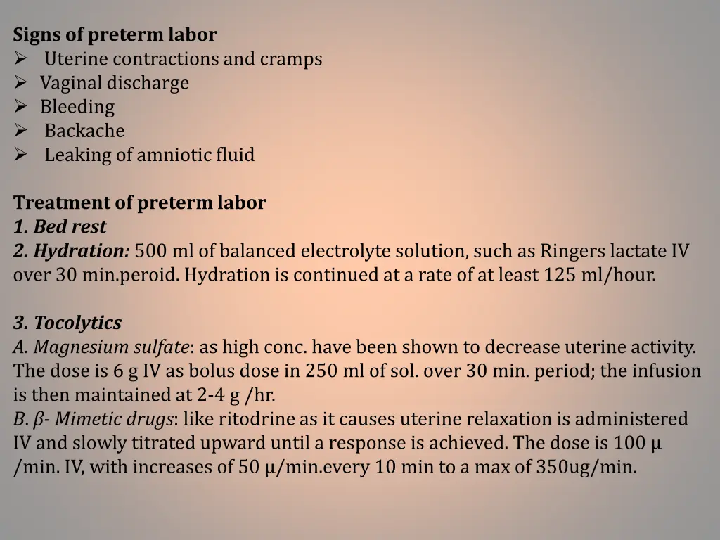 signs of preterm labor uterine contractions