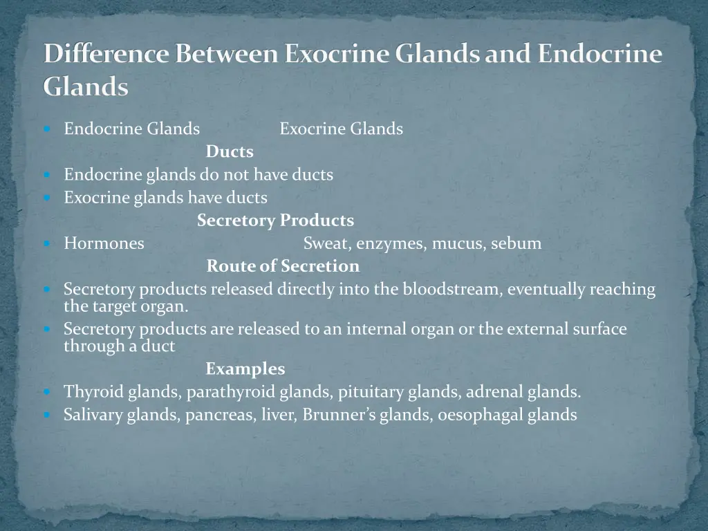 difference between exocrine glands and endocrine