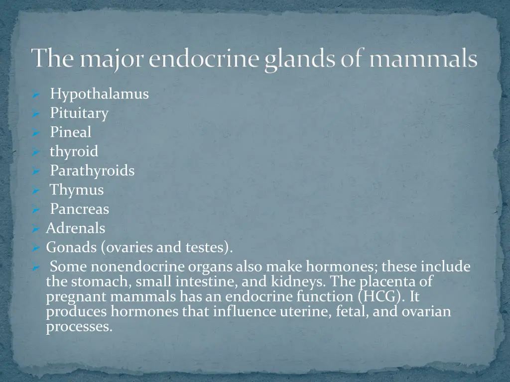 the major endocrine glands of mammals