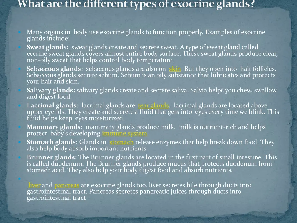 what are the different types of exocrine glands