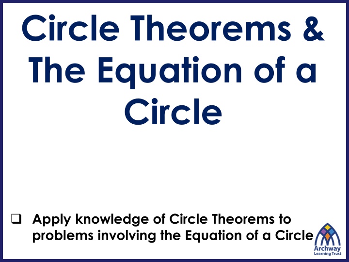 circle theorems the equation of a circle