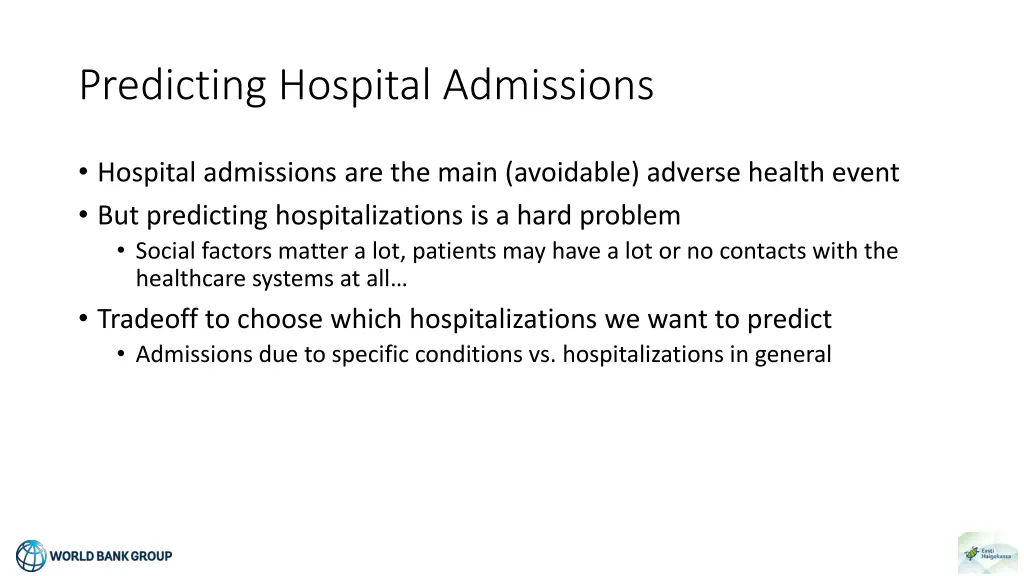 predicting hospital admissions