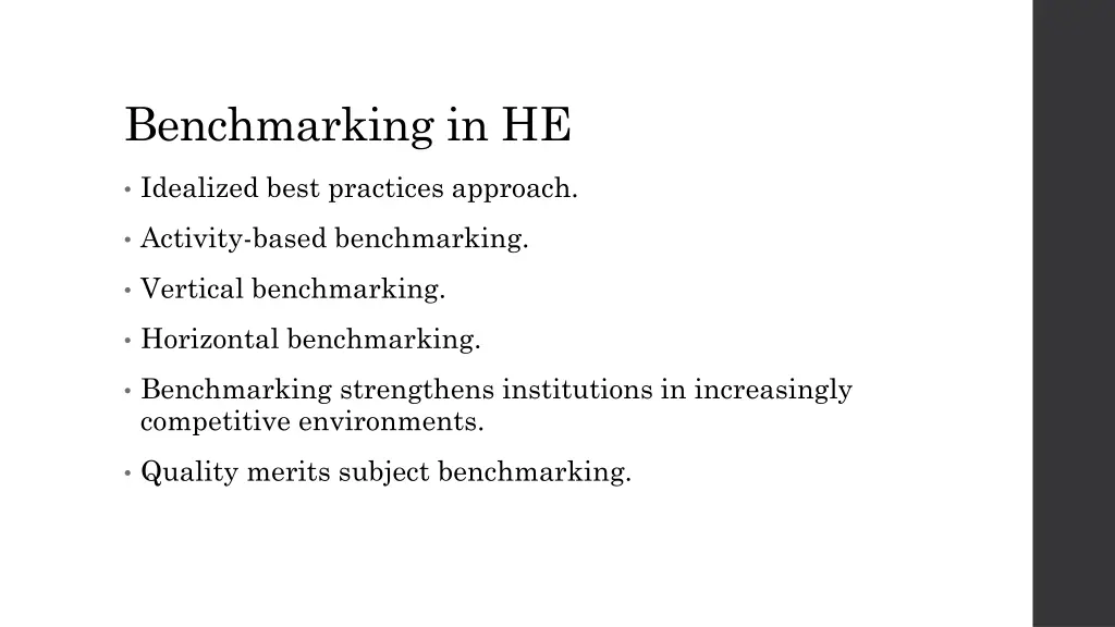 benchmarking in he 2