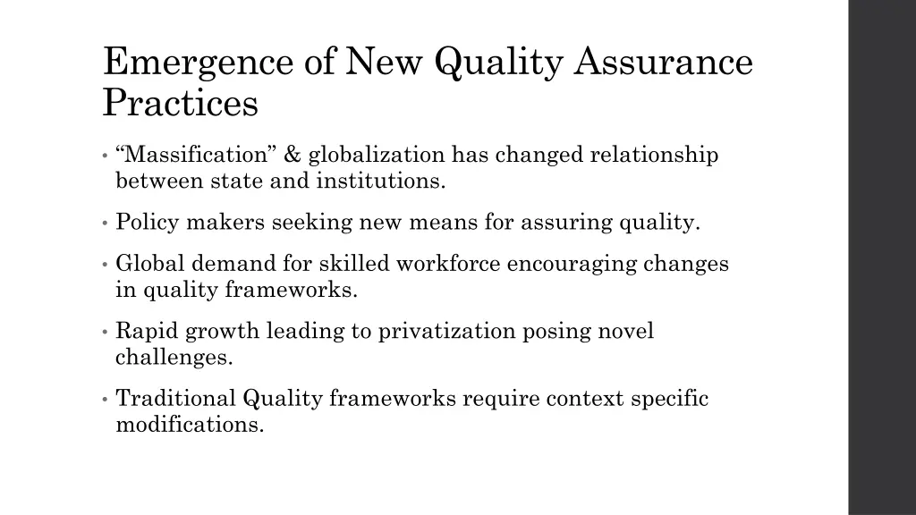 emergence of new quality assurance practices 1