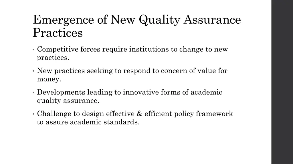 emergence of new quality assurance practices 2