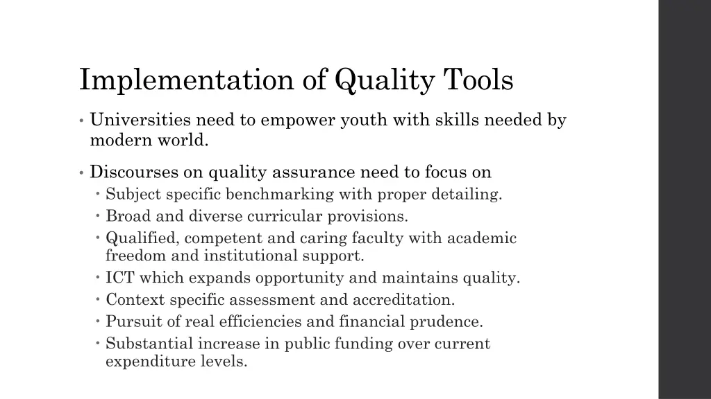 implementation of quality tools