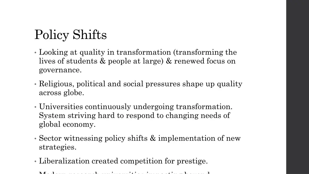 policy shifts