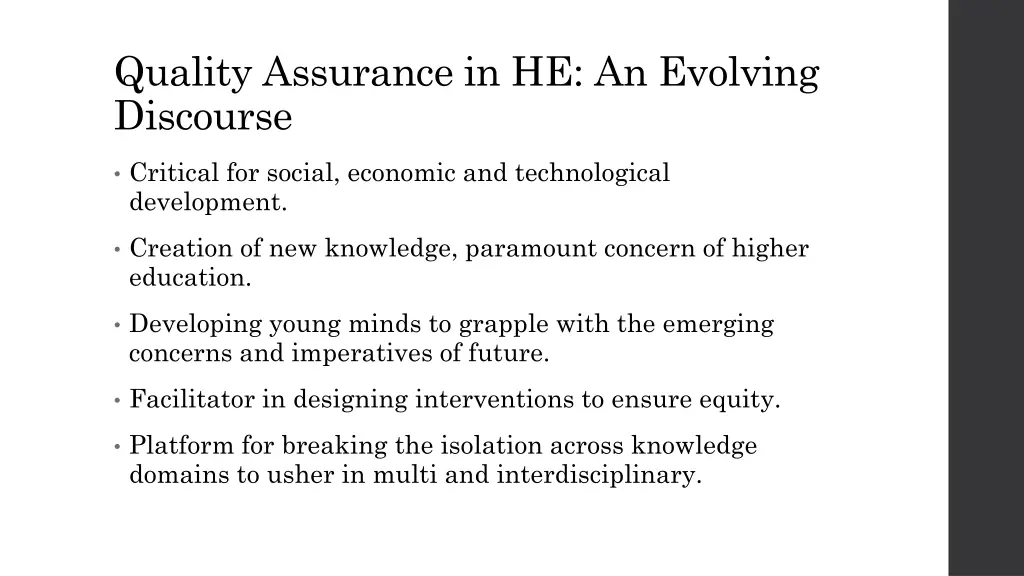 quality assurance in he an evolving discourse