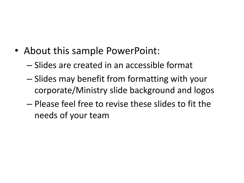 about this sample powerpoint slides are created