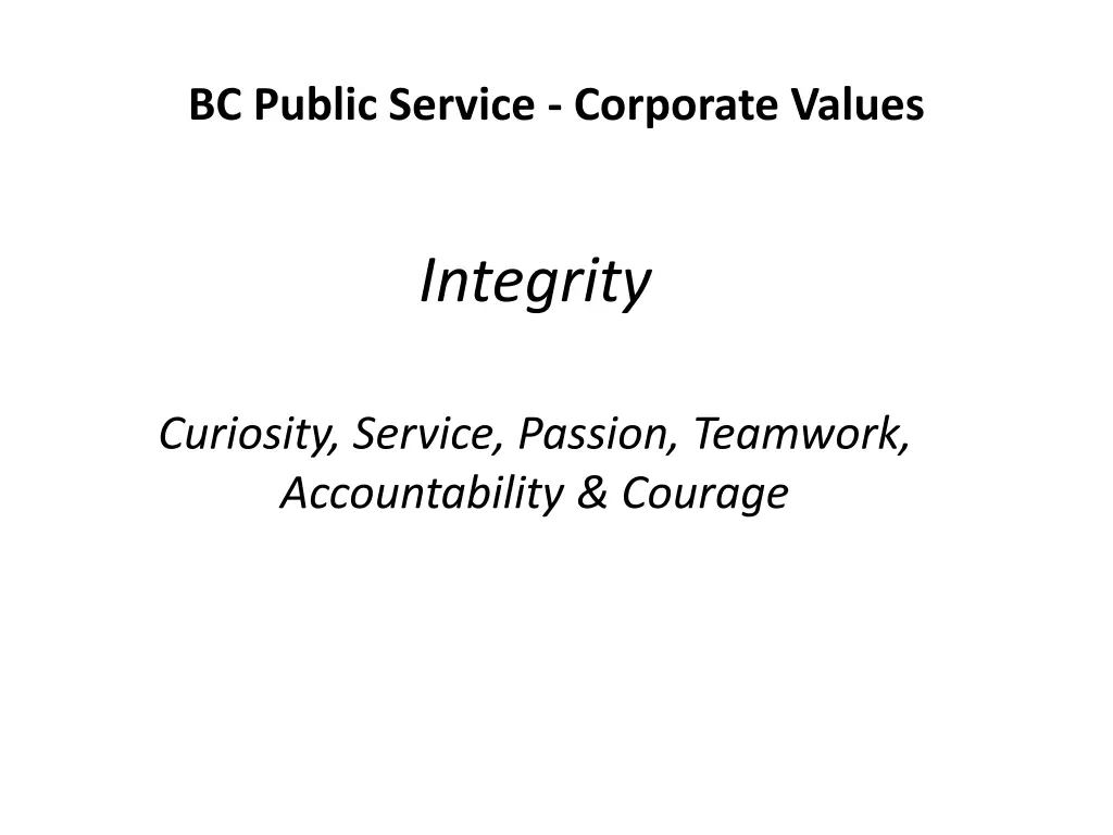 bc public service corporate values