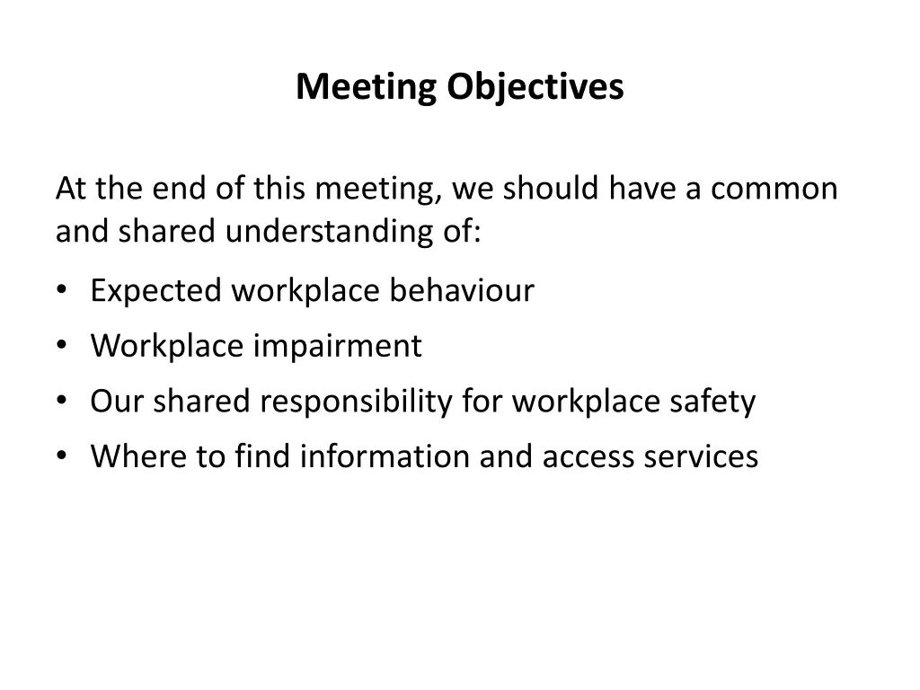 meeting objectives