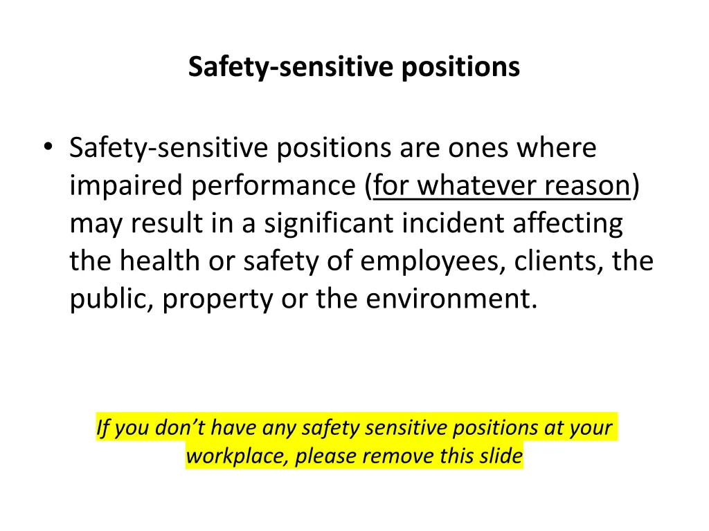 safety sensitive positions