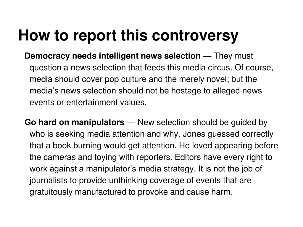 how to report this controversy