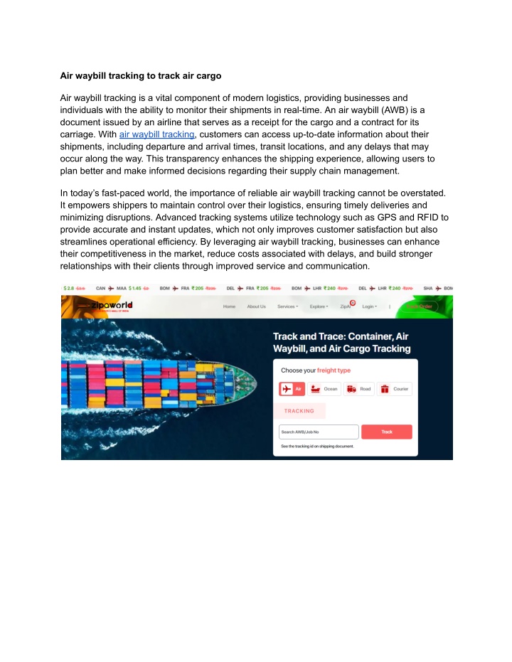 air waybill tracking to track air cargo