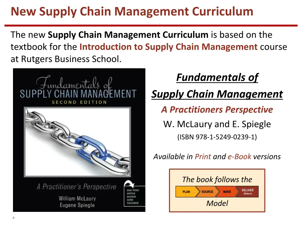 new supply chain management curriculum