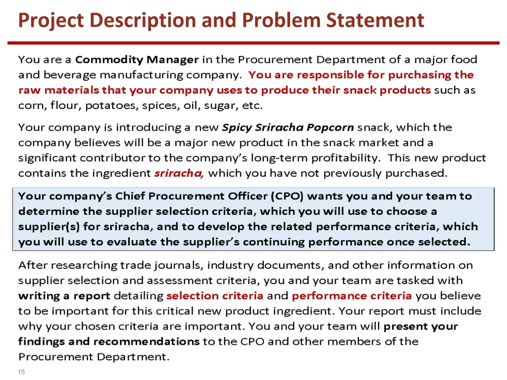 project description and problem statement