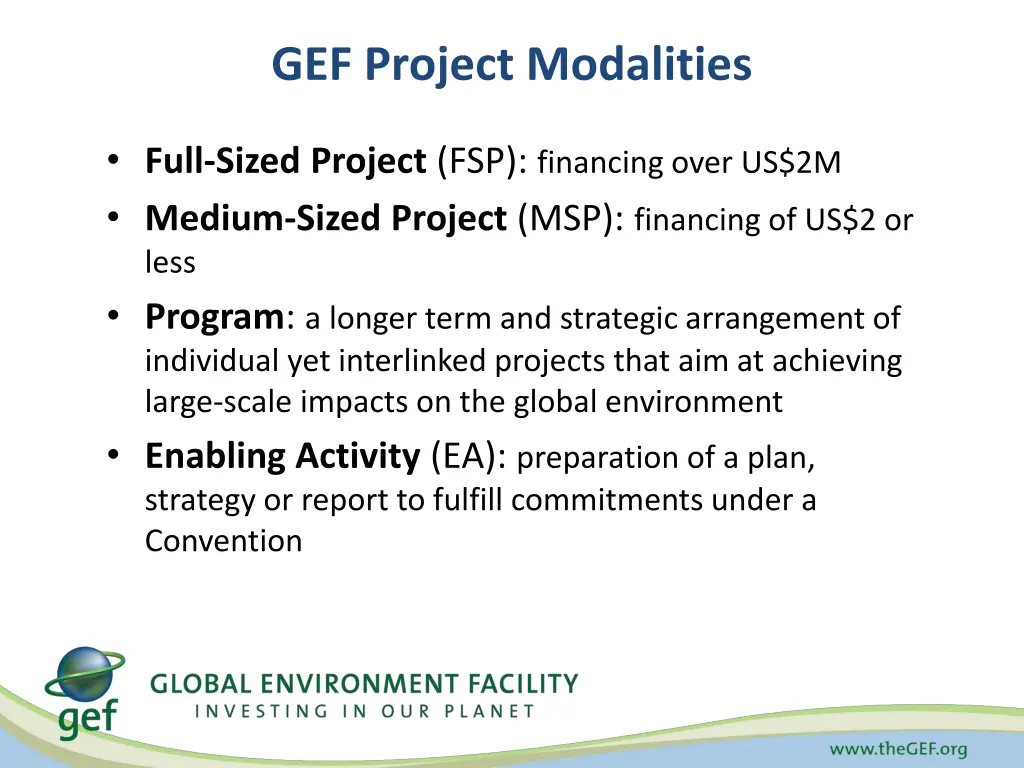 gef project modalities