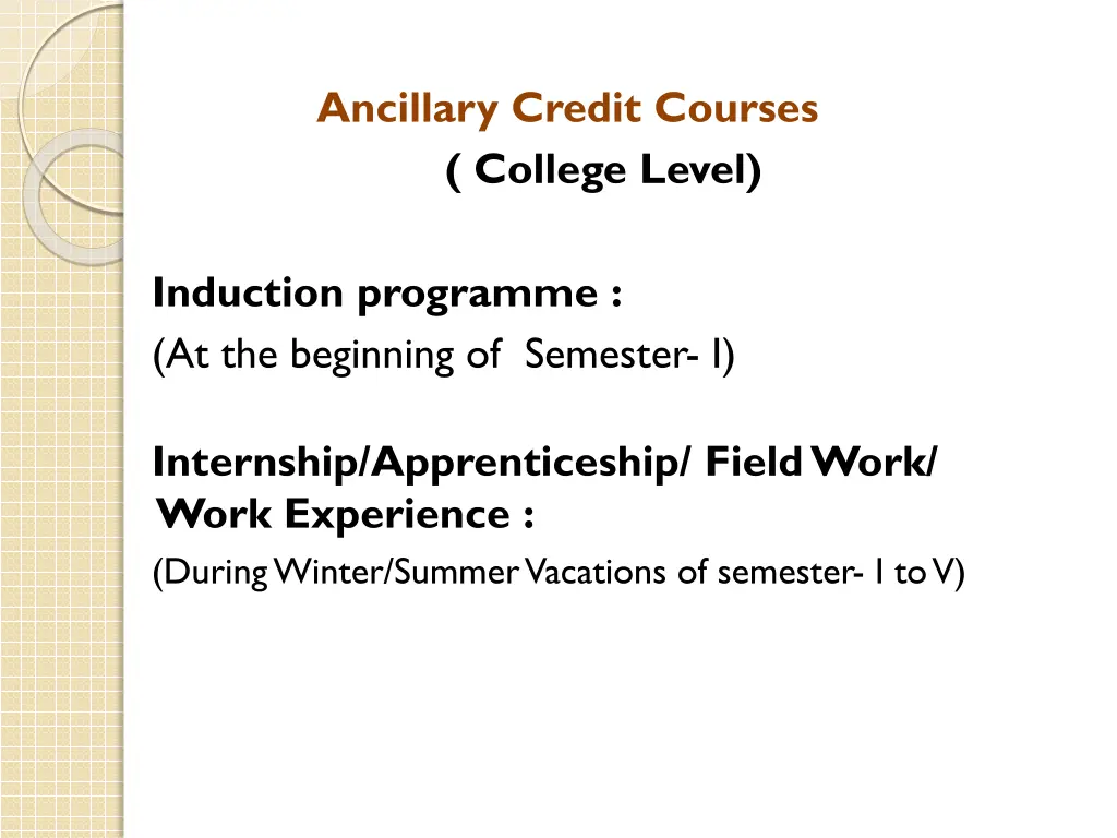 ancillary credit courses college level