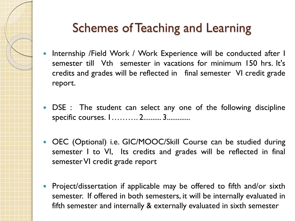 schemes of teaching and learning