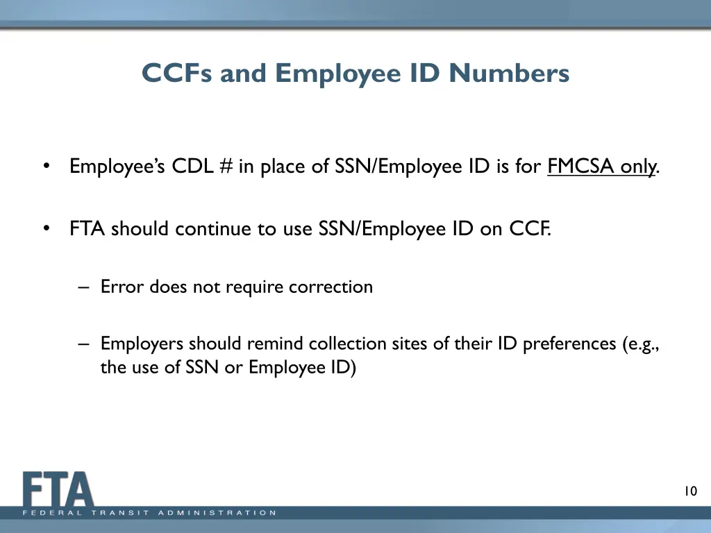 ccfs and employee id numbers