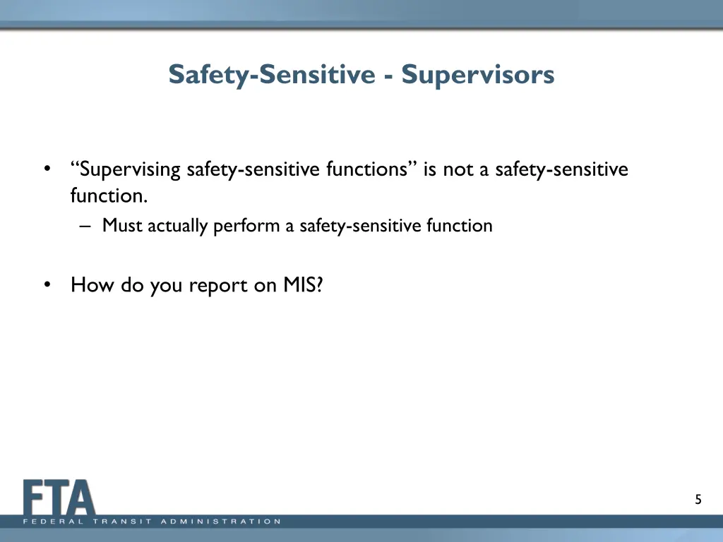 safety sensitive supervisors