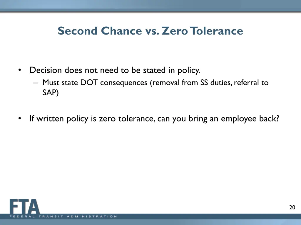 second chance vs zero tolerance