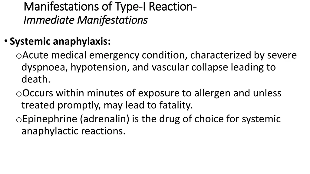 manifestations of type manifestations of type