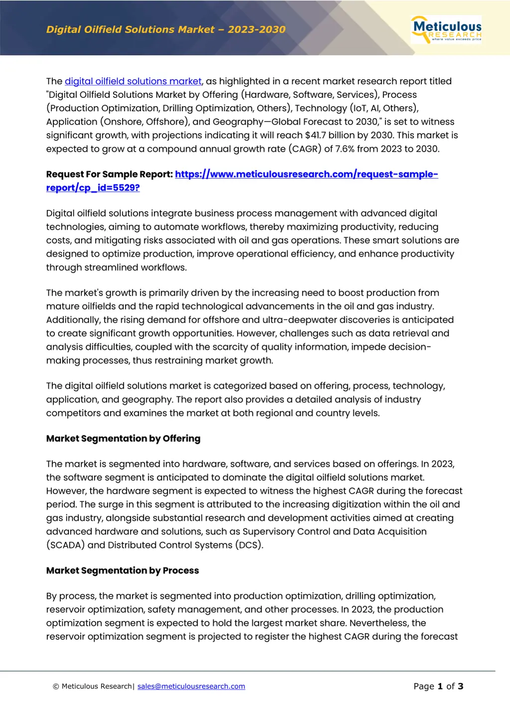 digital oilfield solutions market 2023 2030